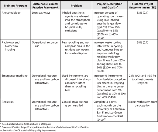 SusQI Projects Categorized by the Principles of Sustainable Clinical Practice3,8