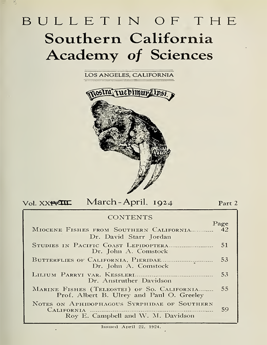DESCRIPTION OF MIOCENE FISHES FROM SOUTHERN CALIFORNIA Bulletin of